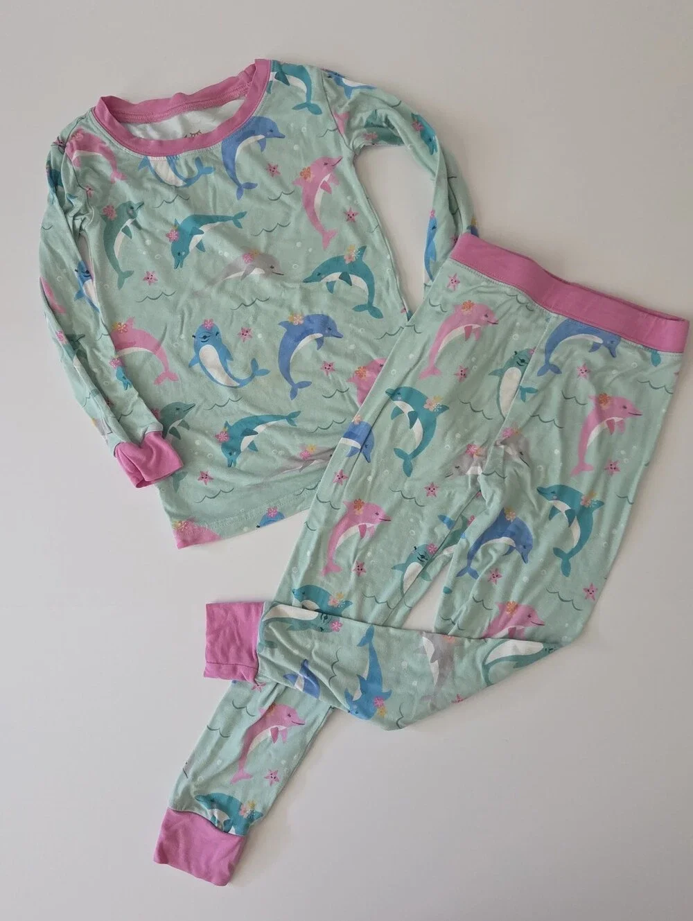 Little Sleepies Pajamas Two Sets Green Dolphin Dance And Pink Ready to Rodeo